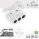 Multiplicator 3 prize 12-24V cu fir, 2 USB-uri, 2.1A, 120W, alb, Pulse MLS511W