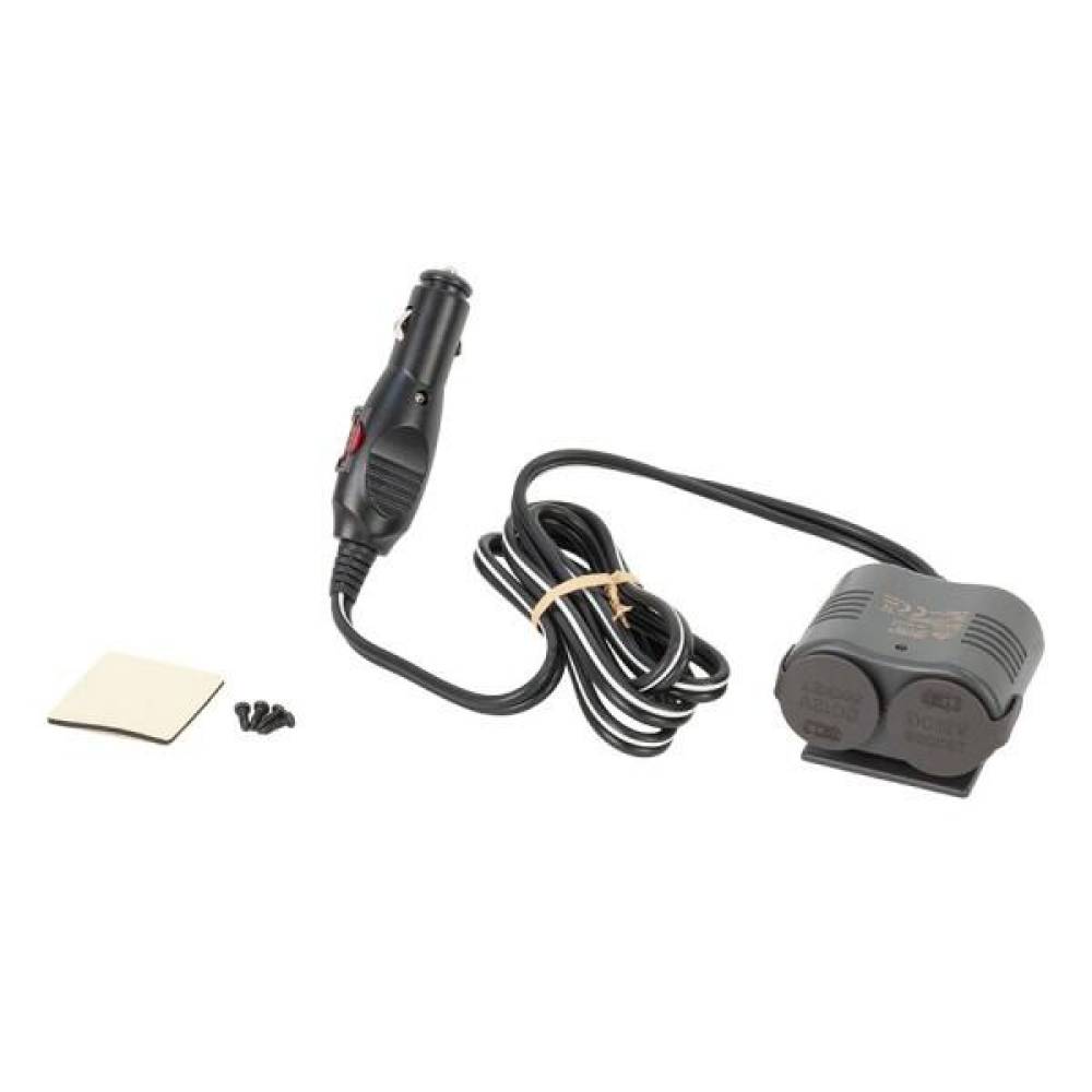 Cablu prelungitor cu stecher si 2 prize, 12-24V, 10A, Heavy Duty, 58604 Carmotion 