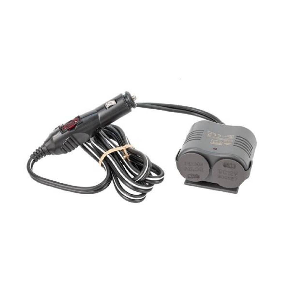 Cablu prelungitor cu stecher si 2 prize, 12-24V, 10A, Heavy Duty, 58604 Carmotion 