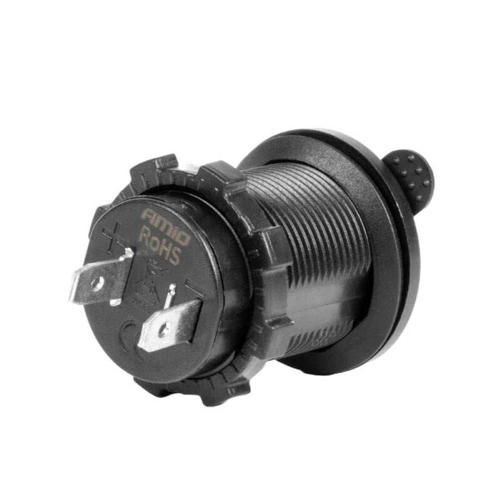 Priza bricheta 12-24V, cu capac, LED albastru, 04220 Amio