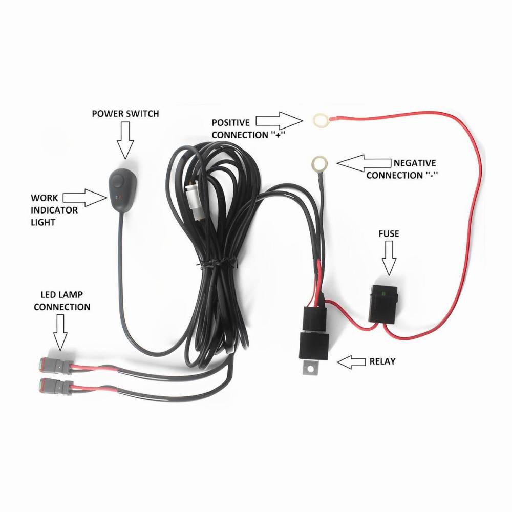 Cablaj electric pentru 2 proiectoare 12V, 40A, 2x2,5m, cu releu, intrerupator si mufe DT, LB0062-2 TruckLed