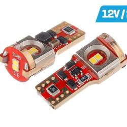 Set 2 becuri T10, 6 LED-uri SMD 3030, 12-24V, W5W, Canbus  58279 Vision