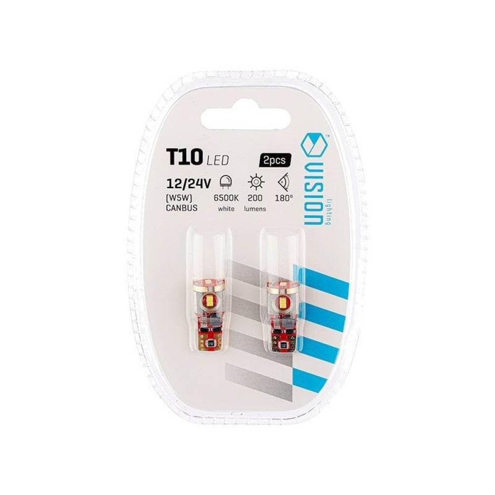 Set 2 becuri T10, 6 LED-uri SMD 3030, 12-24V, W5W, Canbus  58279 Vision