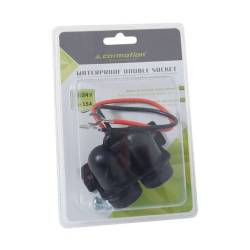 Priza bricheta dubla, 12-24V, 15A, cu capac protectie, impermeabila, 58051 Carmotion