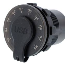 Priza cu 2 USB, 12-24V, LED, 2xUSB QC3.0, cu voltmetru si buton on-off, incastrabila, 63206 Carmotion
