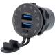 Priza cu 2 USB, 12-24V, LED, 2xUSB QC3.0, cu voltmetru si buton on-off, incastrabila, 63206 Carmotion