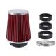 Filtru aer sport, rosu-crom, 3 adaptori, h13cm, 86000 Carmotion