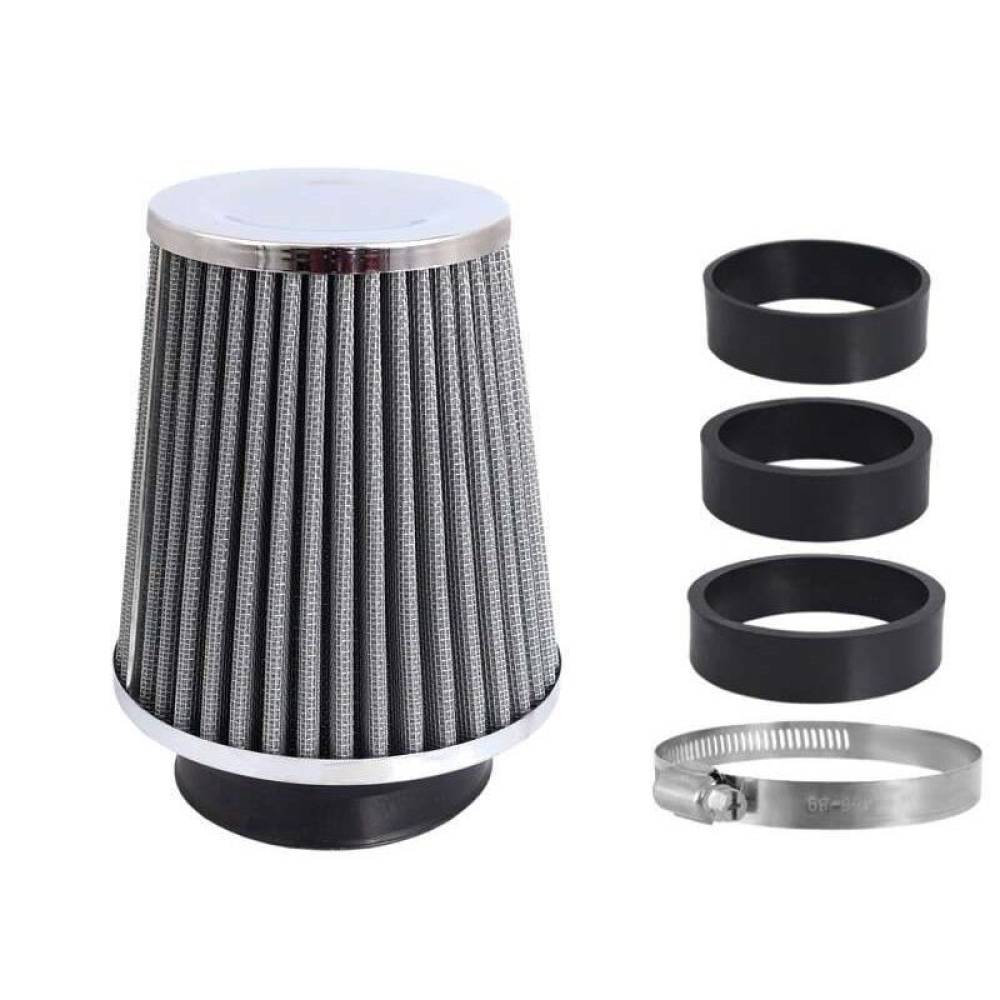 Filtru aer sport, argintiu-crom, 3 adaptori, h13cm, 86003 Carmotion