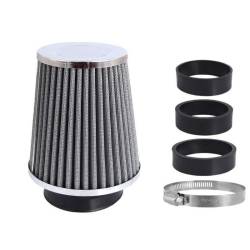 Filtru aer sport, argintiu-crom, 3 adaptori, h13cm, 86003 Carmotion