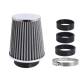 Filtru aer sport, argintiu-crom, 3 adaptori, h13cm, 86003 Carmotion