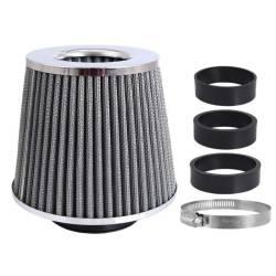 Filtru aer sport, argintiu-crom, 3 adaptori, h15cm, 86007 Carmotion