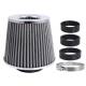 Filtru aer sport, argintiu-crom, 3 adaptori, h15cm, 86007 Carmotion
