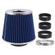 Filtru aer sport, albastru-crom, 3 adaptori, h15cm, 86005 Carmotion