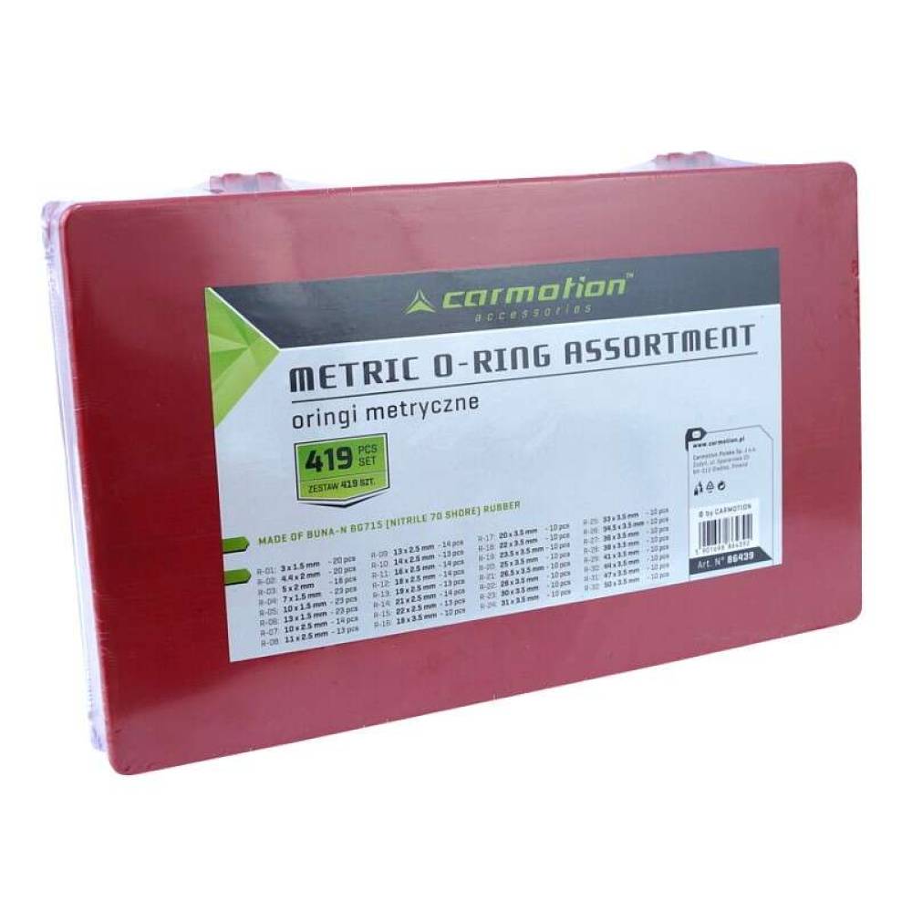 Set inele oring negre, 419buc, Nbr, rezistente la ulei, 86439 Carmotion 