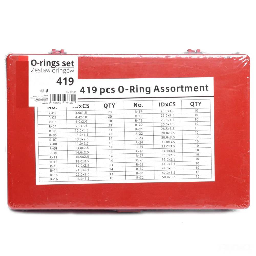 Set inele oring negre, 419buc, Nbr, rezistente la ulei, 86439 Carmotion 