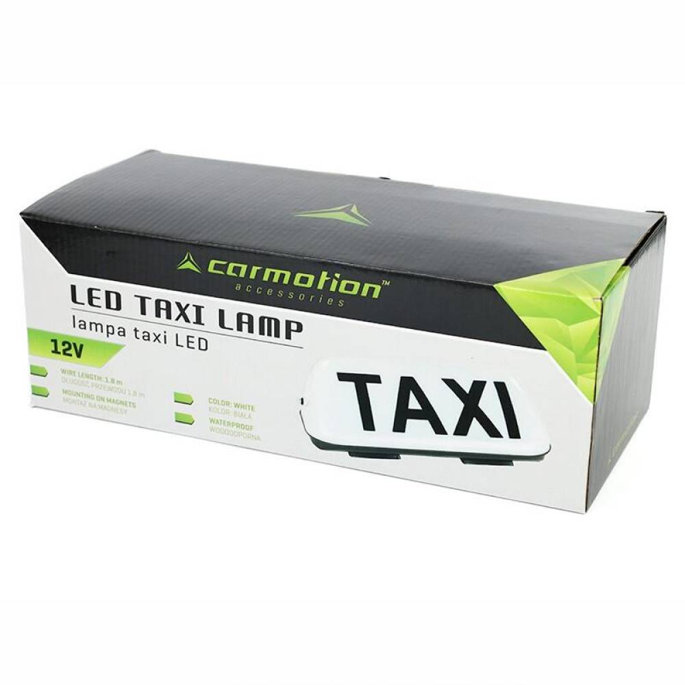 Caseta firma Taxi, LED, alba, cu magnet, fir 170cm, 86860 Carmotion