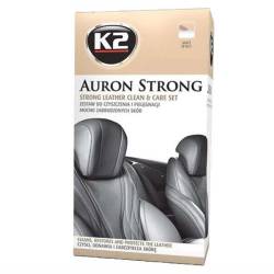 Set solutie, 350ml, laveta si perie pentru curatarea si intretinerea suprafetelor din piele foarte murdare si neglijate, Auron Strong, G421 K2