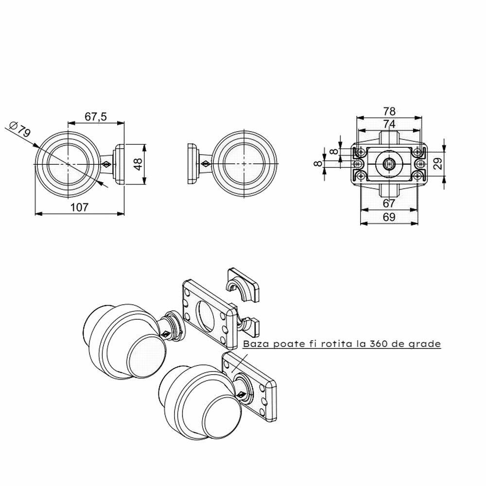 Brat lampa gabarit 107(fi79), W74.2 544G/A Was