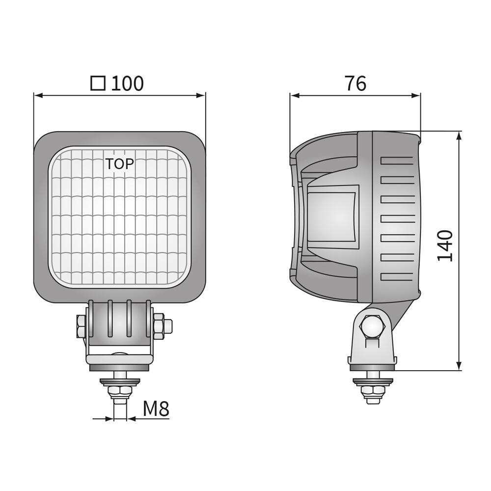 Proiector lucru 100x100, LED, 12-24V, 4000lm, 60°, mufa DT04-2P, LEDXA. 55507 Wesem