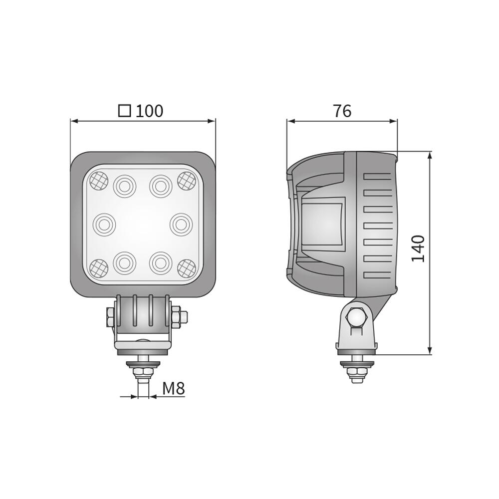 Proiector lucru 100x100, LED, 12-24V, 4000lm, 12°, mufa DT04-2P, LEDXA.55509 Wesem