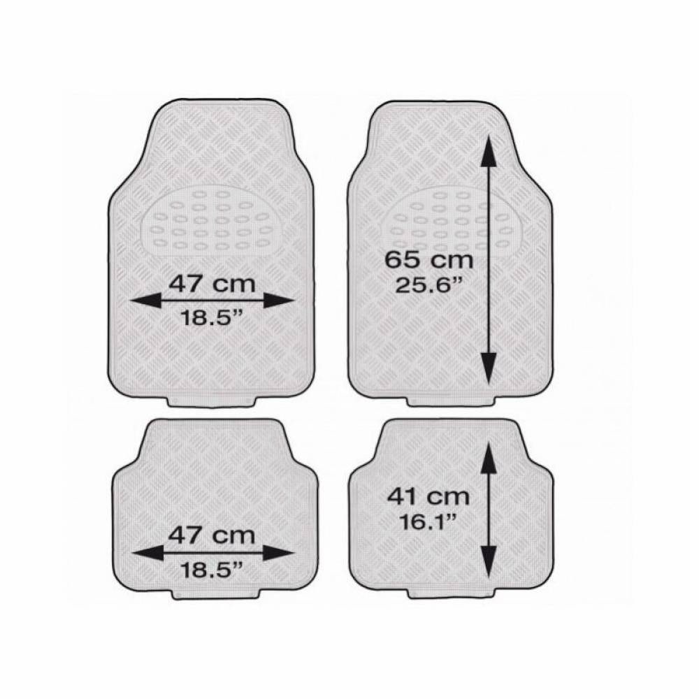 Set 4 covorase universale 65x47, din cauciuc cu aspect aluminiu, negru, APA5000 Race Sport