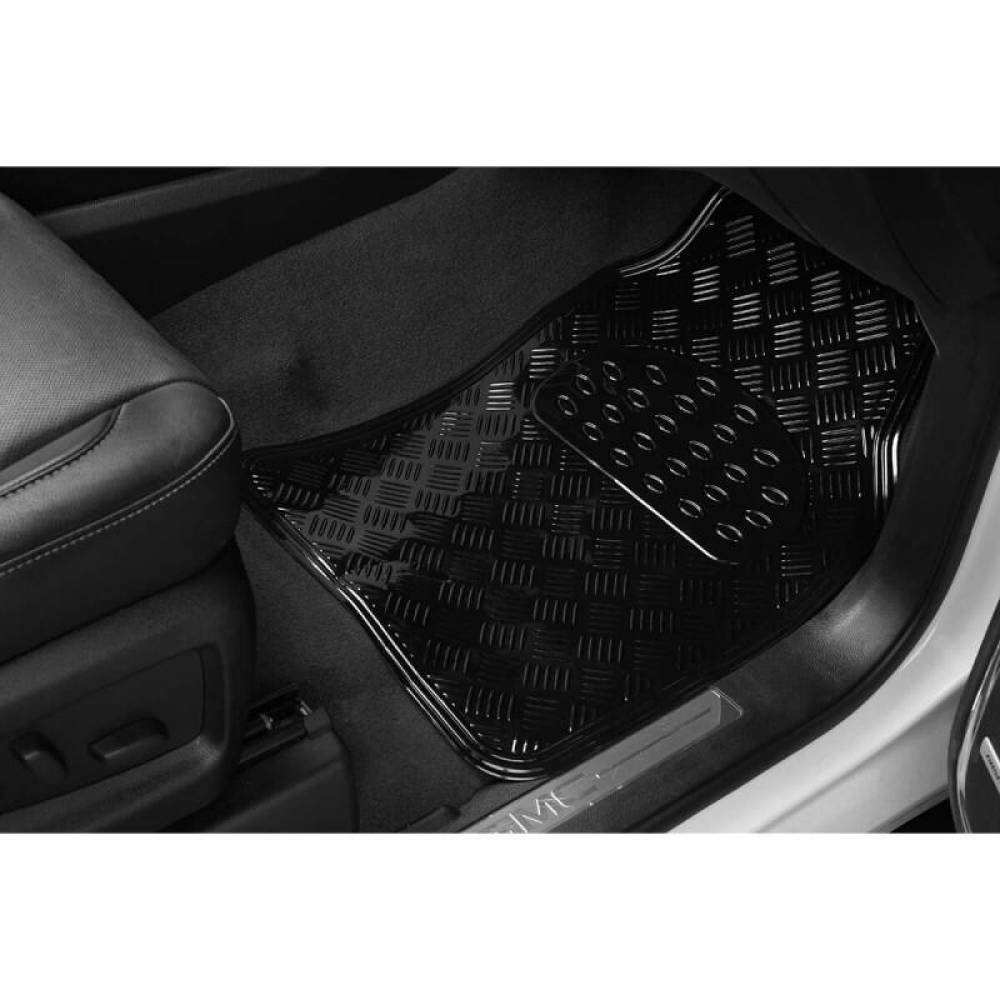 Set 4 covorase universale 65x47, din cauciuc cu aspect aluminiu, negru, APA5000 Race Sport
