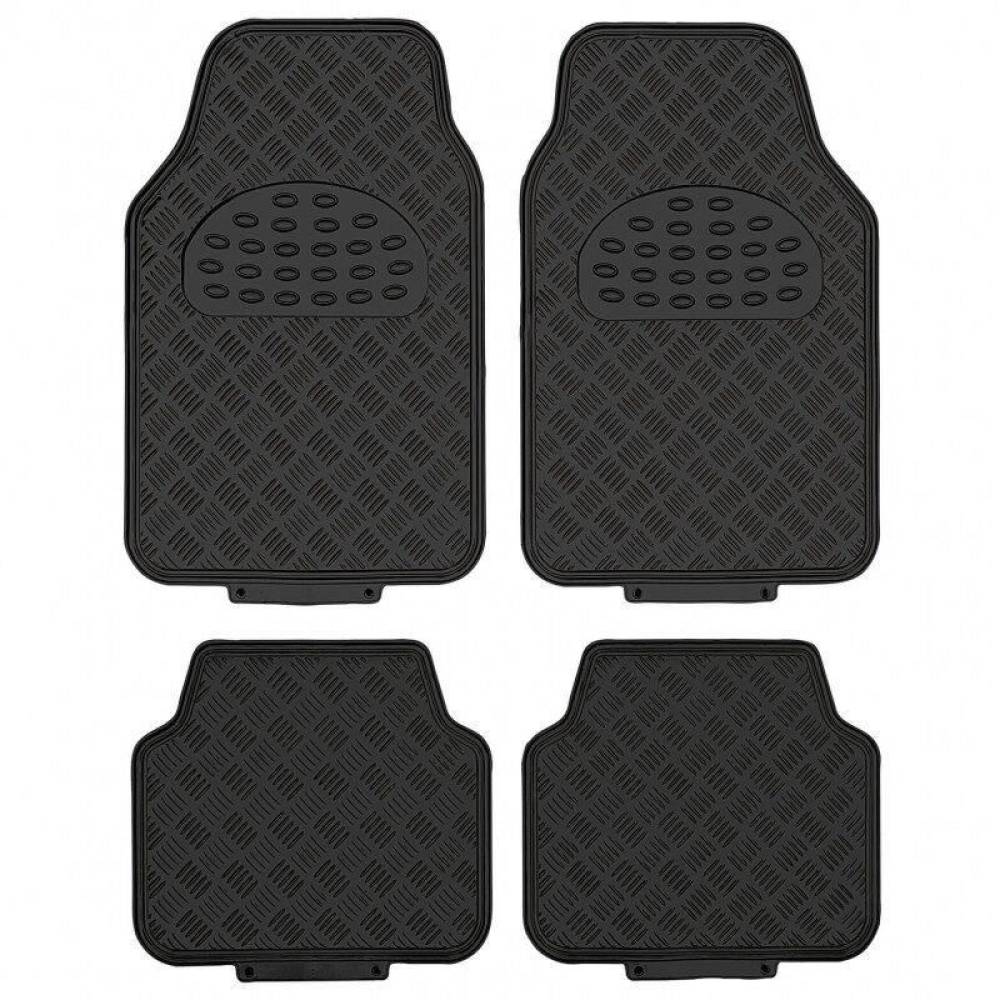 Set 4 covorase universale 65x47, din cauciuc cu aspect aluminiu, negru, APA5000 Race Sport