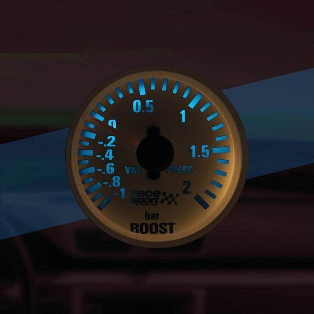 Ceas presiune turbo, fi52mm, 12V, alb, GAUG701 RaceSport