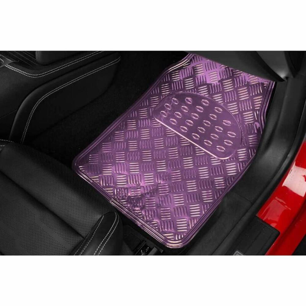 Set 4 covorase universale 65x47, din cauciuc cu aspect aluminiu, roz, APA60PK Race Sport