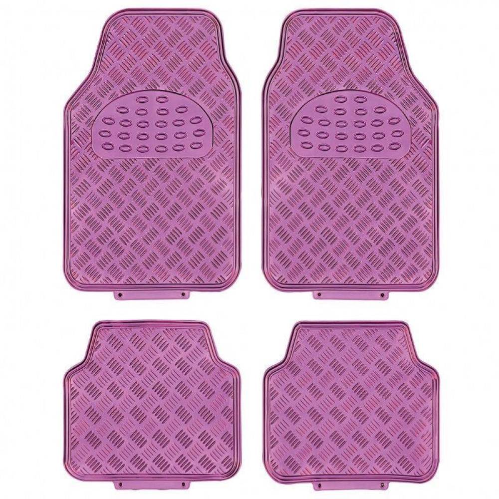 Set 4 covorase universale 65x47, din cauciuc cu aspect aluminiu, roz, APA60PK Race Sport
