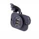 Priza cu 2 USB, incastrabila, cu LED albastru, 12-24V, 3.1A, cu panou montare, 63210 Carmotion