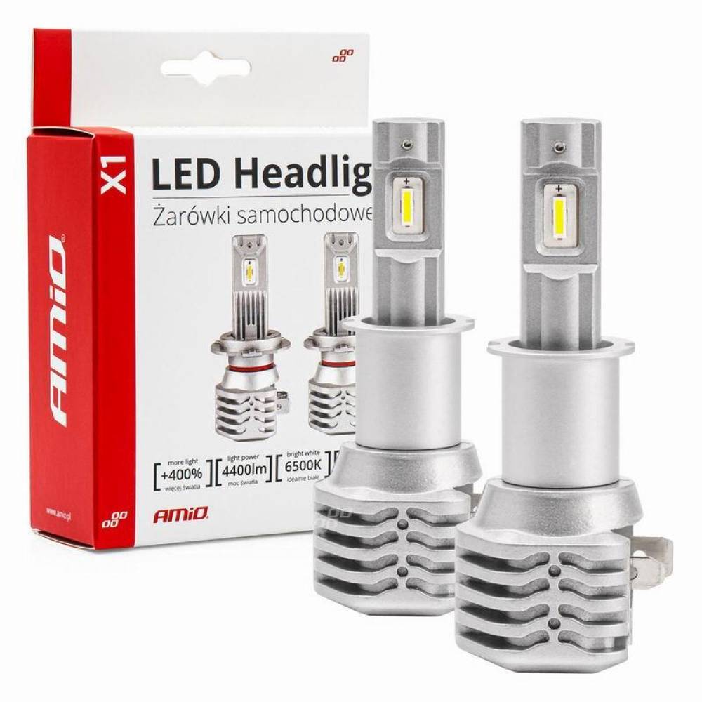 Set 2 becuri H3, LED, 6-16V, 40W, 4400lm, 6500K, Canbus, X1 Series, 02964 Amio