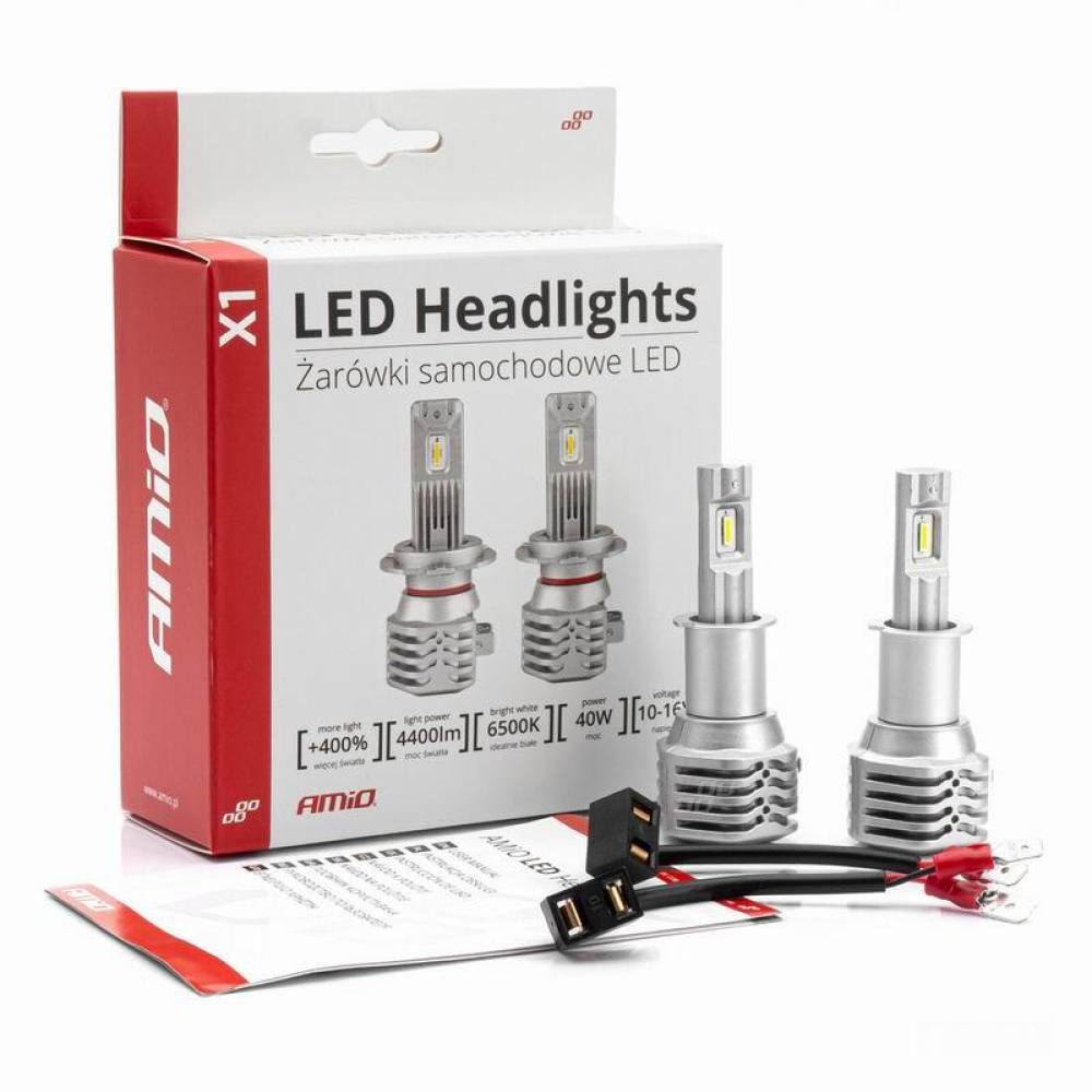 Set 2 becuri H3, LED, 6-16V, 40W, 4400lm, 6500K, Canbus, X1 Series, 02964 Amio