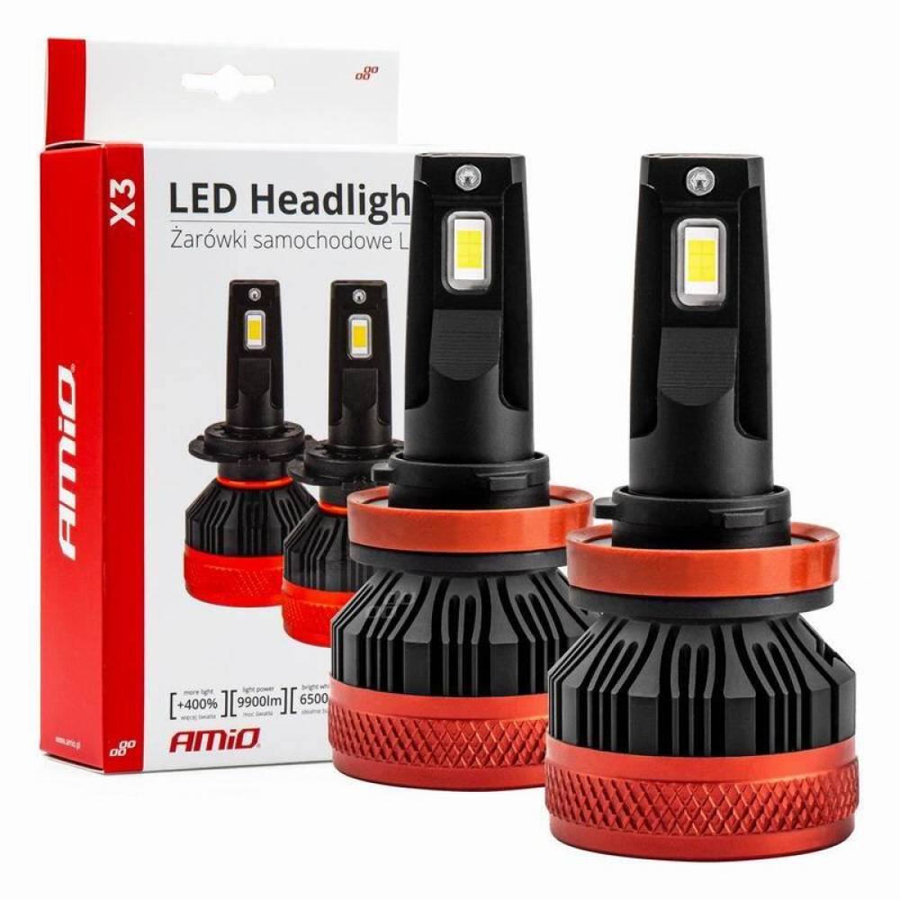 Set 2 becuri H8-H9-H11, LED, 9-16V, 90W, 9900lm, 6500K, Canbus, X3 Series, 02981 Amio Set 2 becuri H8-H9-H11, LED, 9-16V, 90W, 9900lm, 6500K, Canbus, X3 Series, 02981 Amio