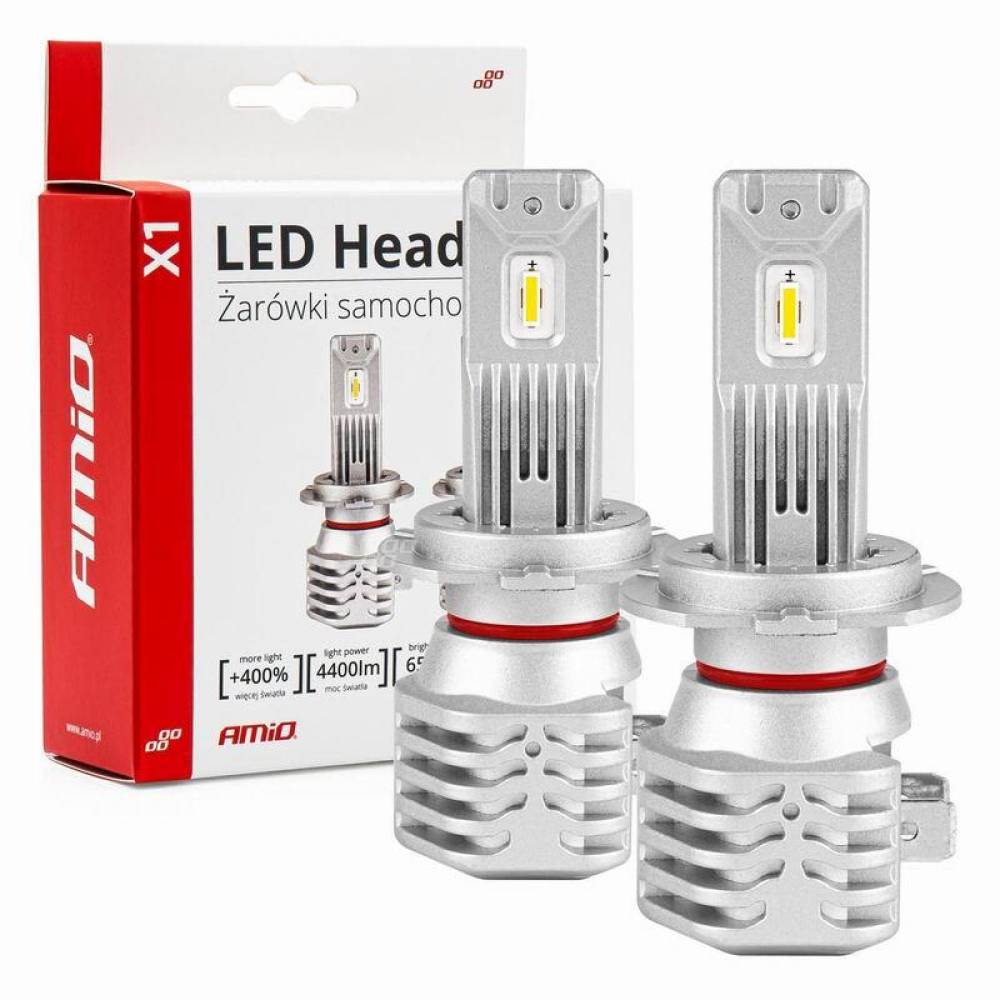 Set 2 becuri H7, LED, 10-16V, 40W, 4400lm, 6500K, X1 Series, 02966 Amio