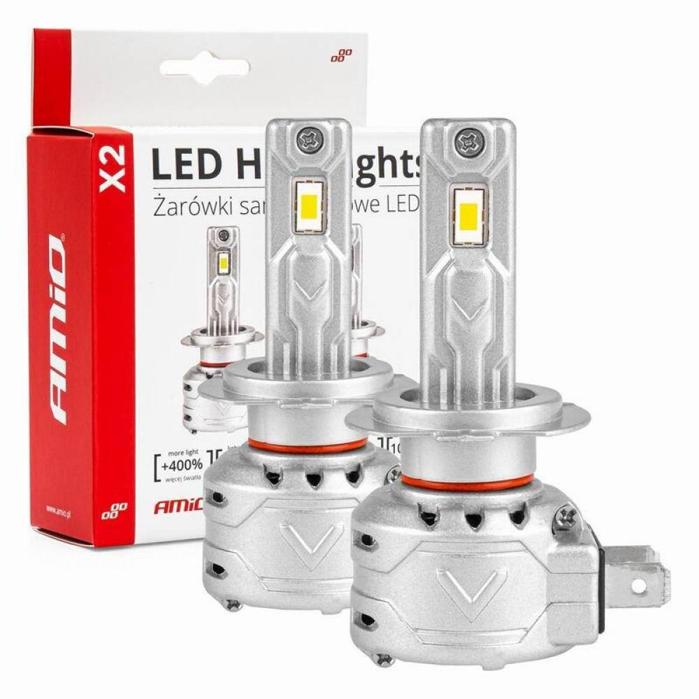 Set 2 becuri H7, LED, 10-16V, 72W, 7920lm, 6500K, Canbus, X2 Series, 02973 Amio
