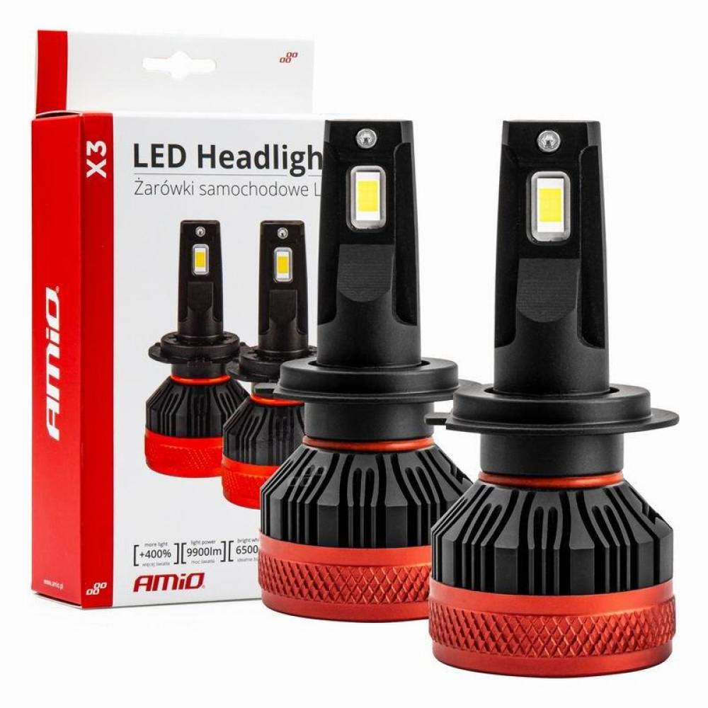 Set 2 becuri H7, LED, 9-16V, 90W, 9900lm, 6500K, Canbus, X3 Series, 02980 Amio