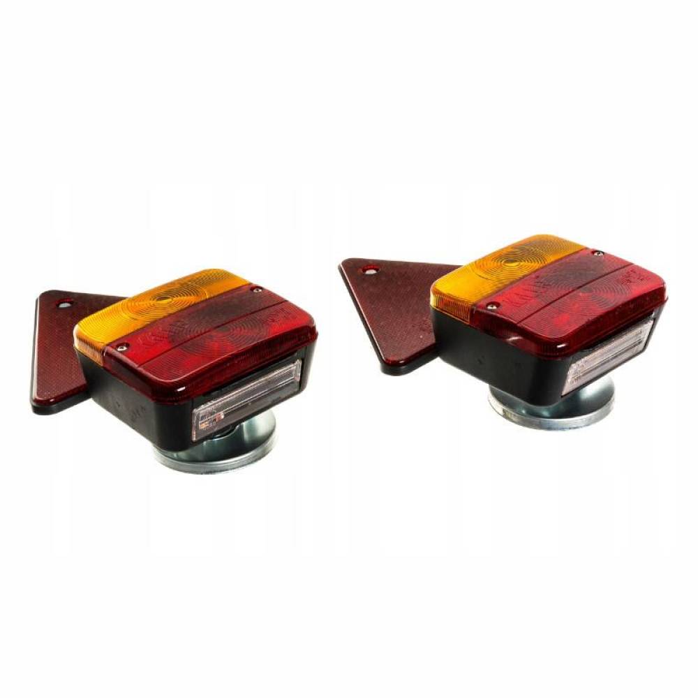 Kit lampi remorca, cu bec, iluminare numar, cablu 7,5m, fisa 7 pini, cu triunghi reflectorizant si magnet, 02095 Amio