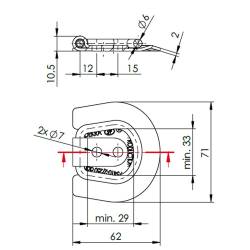 Inel ancorare podea aparent fi29 rabatabil, baza U, 250KG, SPP UP-03B