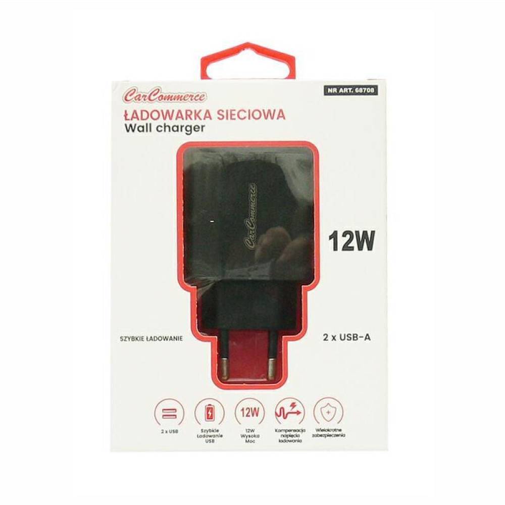 Incarcator rapid cu 2 USB-uri, priza 220V, 5V, 12W, 68708 CarCo