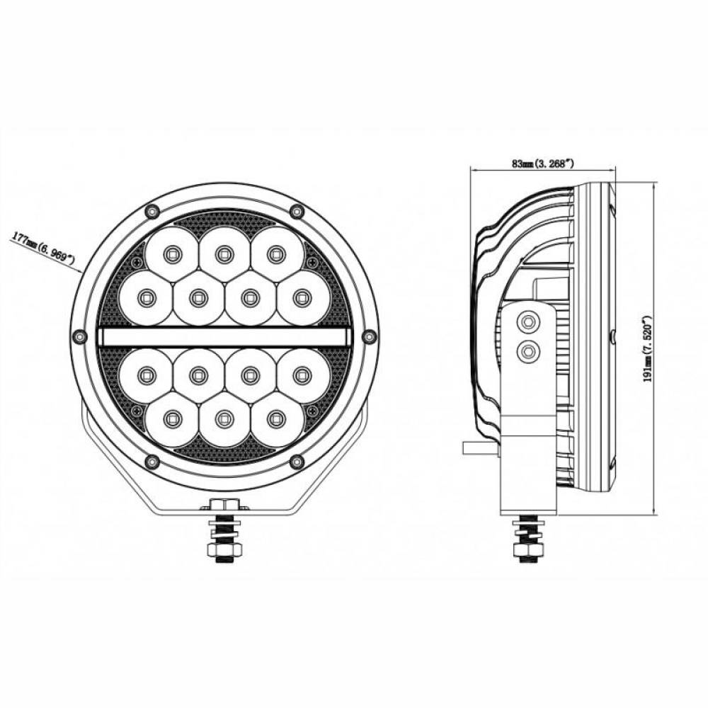 Proiector faza lunga, fi177, cu pozitie, LED, cu capac protectie, tir, 12-24V, 52W, 5690lm, L3427 TruckLed