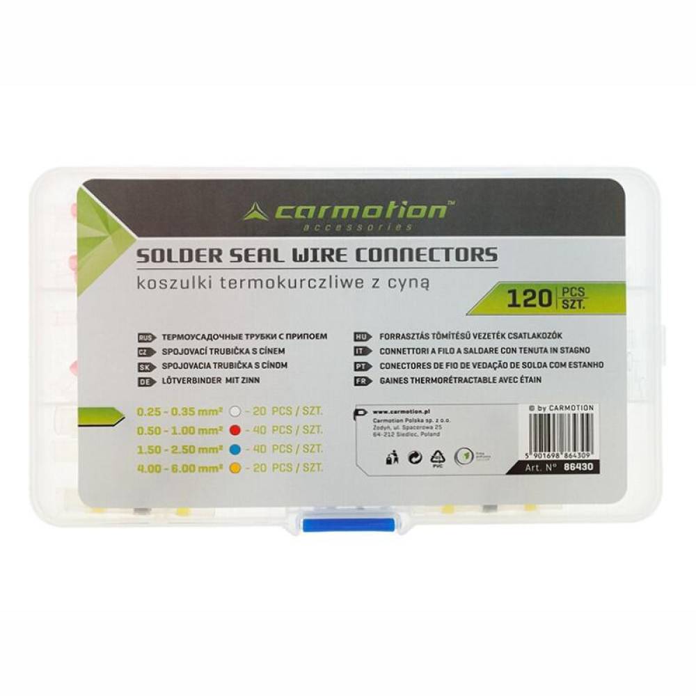 Set 120 conectori termocontractabili, butt cu inel cositor, 4 dimensiuni diferite, 86430 Carmotion