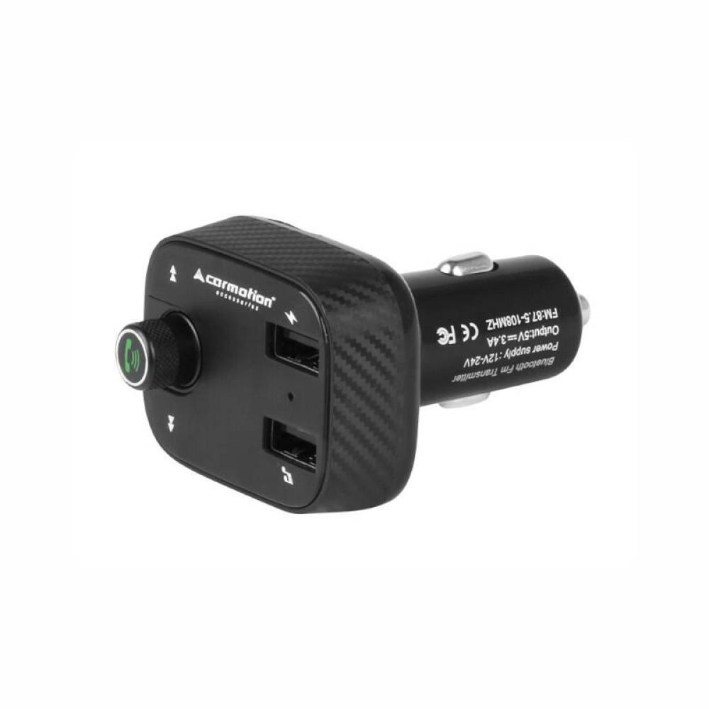 Modulator FM, MP3 cu 2 USB-uri 3.4A, cu handsfree si voltmetru 8-30V,  86326 Carmotion 