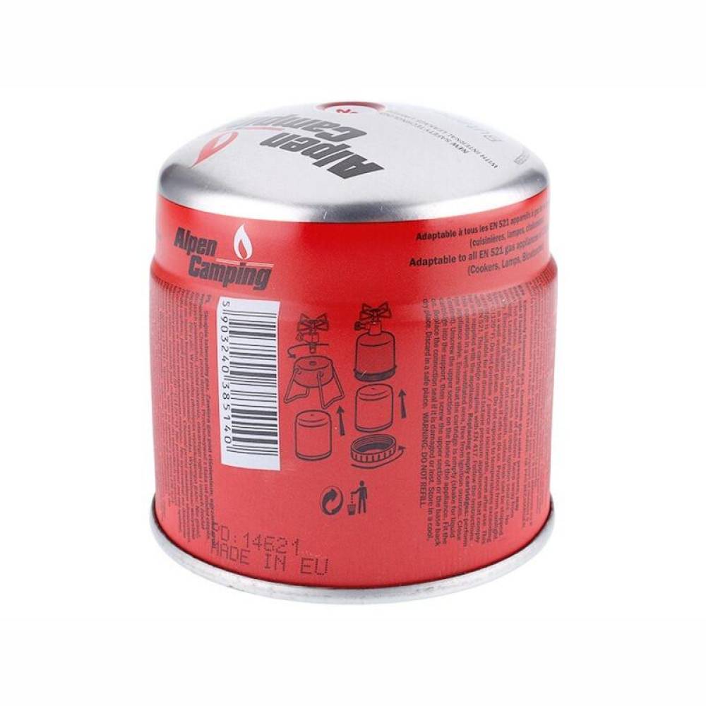 Cartus gaz, 190g-0.4L, Butan Propan, pentru lampa gaz si arzator camping, Alpen 38514