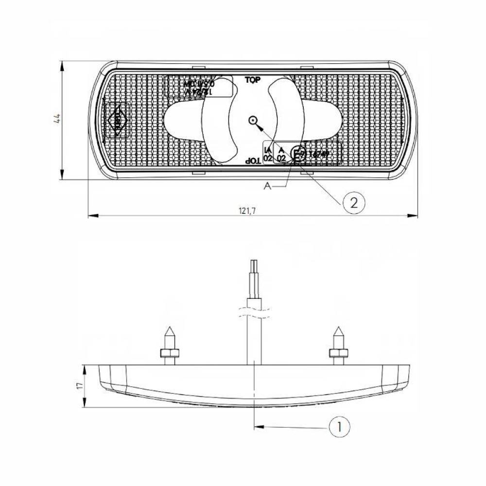 Lampa gabarit 122x44, 4 LED-uri, rosie, fara suport, Hor85 LD 2217 Horpol Lampa gabarit 122x44, 4 LED-uri, rosie, fara suport, Hor85 LD 2217 Horpol