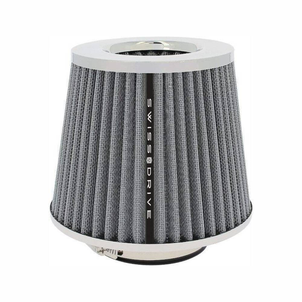Filtru aer sport argintiu-crom, cu 4 adaptori, AFSTGRY SwissDrive