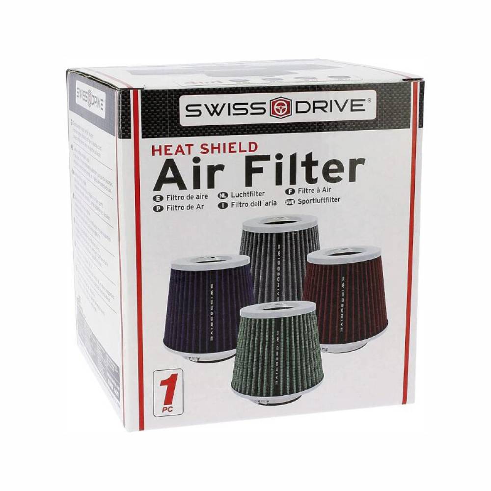 Filtru aer sport rosu-crom, cu 4 adaptori, AFSTRED SwissDrive Filtru aer sport rosu-crom, cu 4 adaptori, AFSTRED SwissDrive