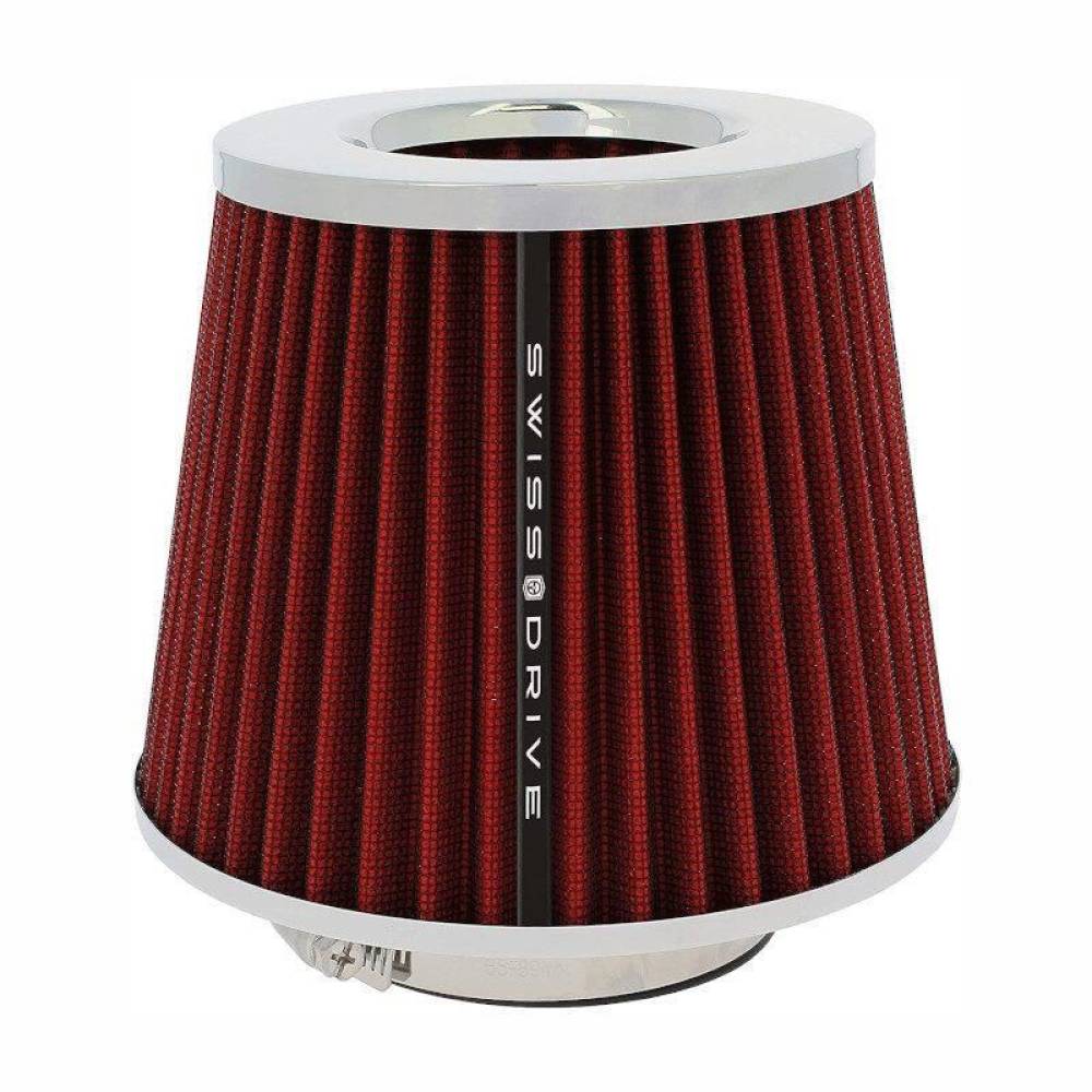 Filtru aer sport rosu-crom, cu 4 adaptori, AFSTRED SwissDrive Filtru aer sport rosu-crom, cu 4 adaptori, AFSTRED SwissDrive