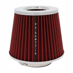 Filtru aer sport rosu-crom, cu 4 adaptori, AFSTRED SwissDrive