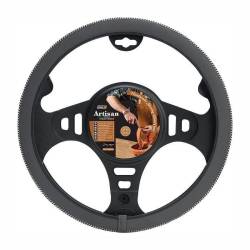 Husa volan 37-39cm, gri cu cusatura alba, Hand Made Artisan HMA40DG Car+